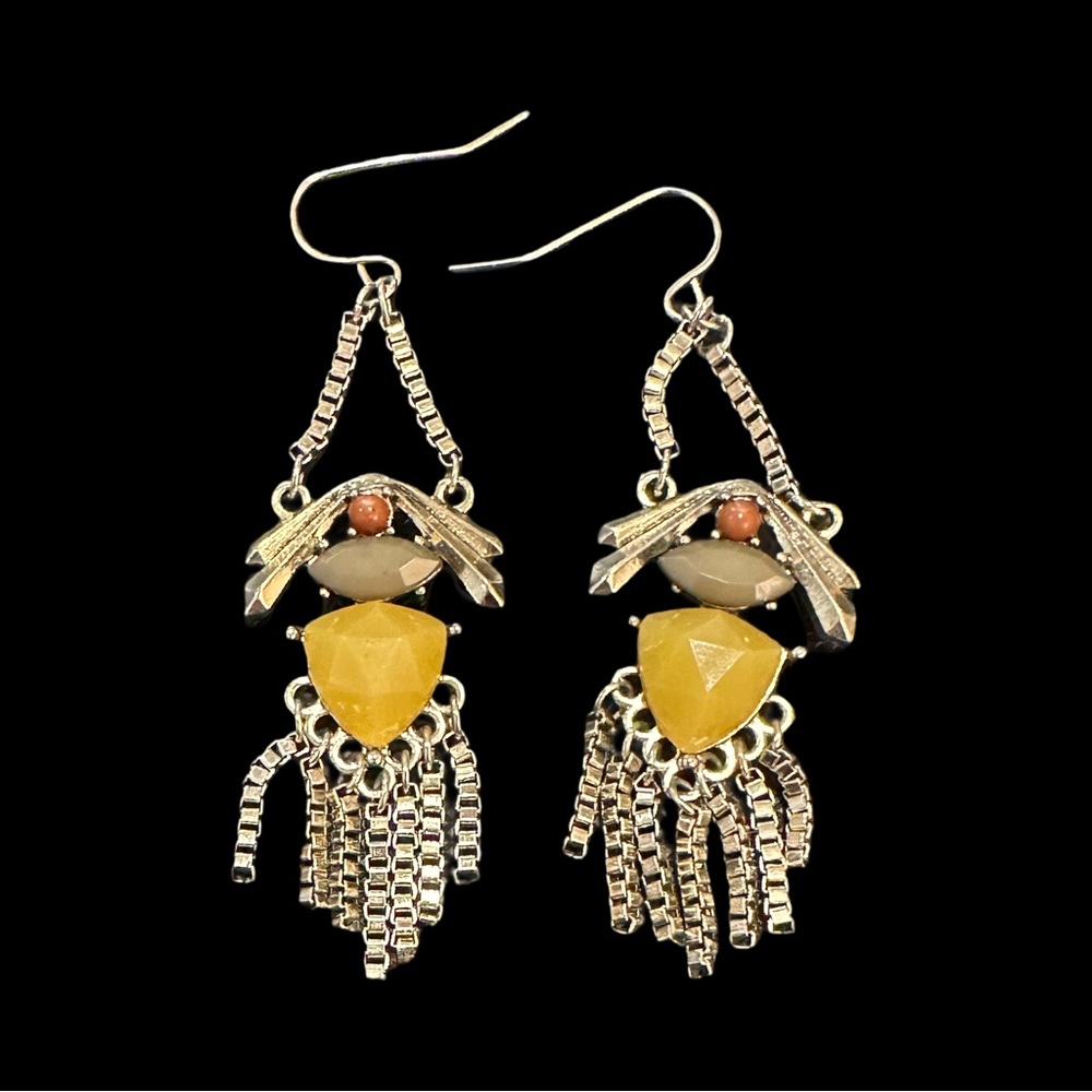 Chandelier Dangle Earrings Light Gold Tones Vintage Style Vibes